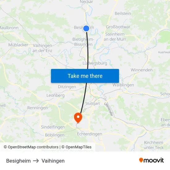 Besigheim to Vaihingen map