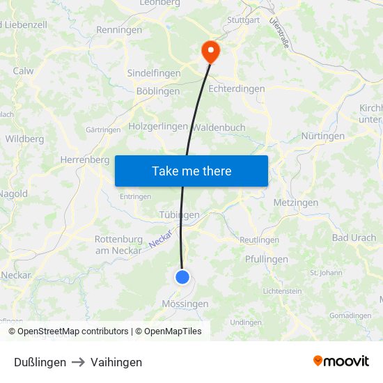 Dußlingen to Vaihingen map