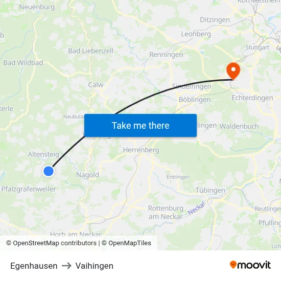 Egenhausen to Vaihingen map