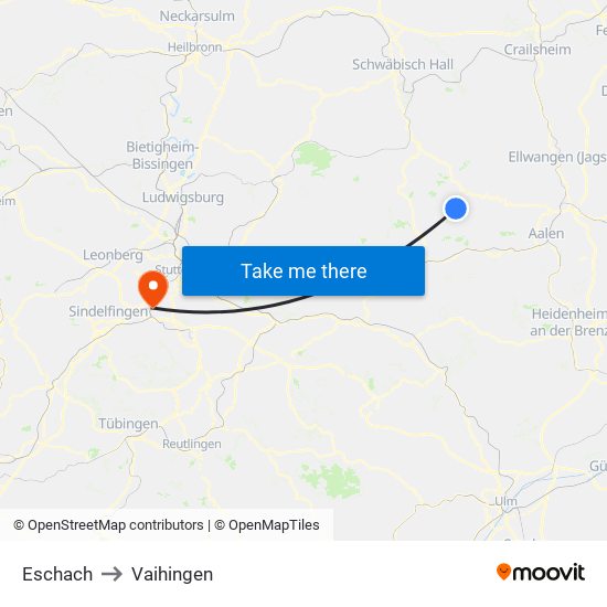 Eschach to Vaihingen map