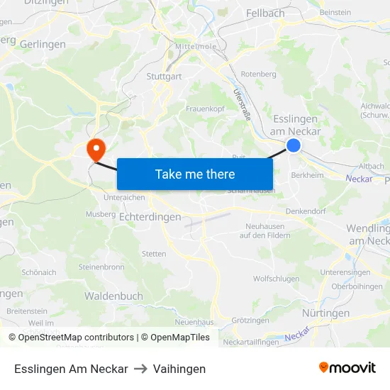 Esslingen Am Neckar to Vaihingen map