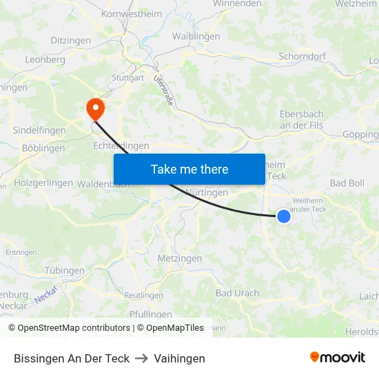 Bissingen An Der Teck to Vaihingen map