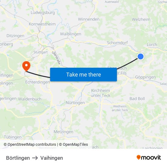 Börtlingen to Vaihingen map