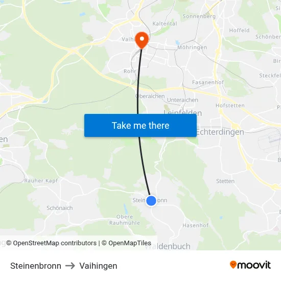 Steinenbronn to Vaihingen map