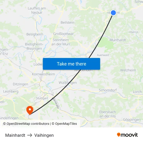 Mainhardt to Vaihingen map