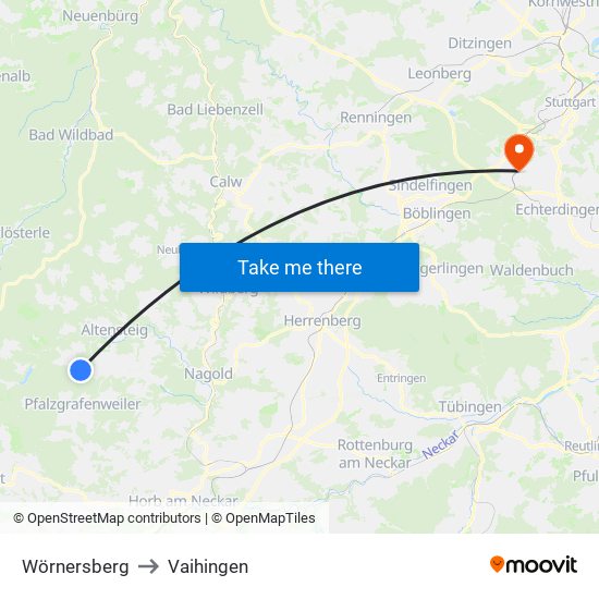 Wörnersberg to Vaihingen map