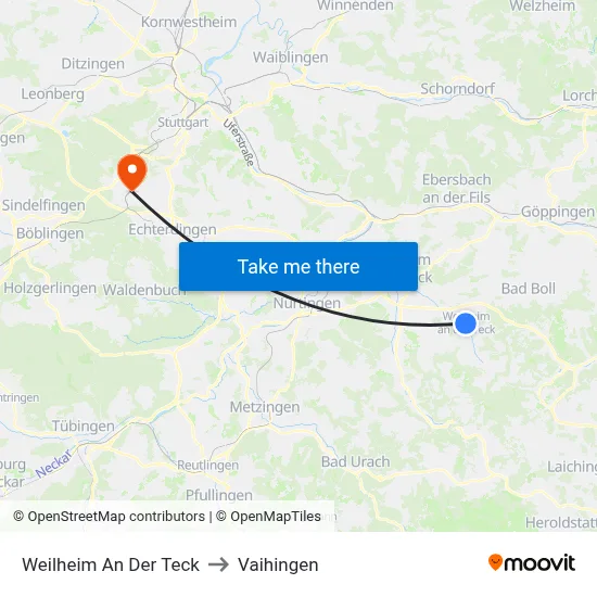 Weilheim An Der Teck to Vaihingen map