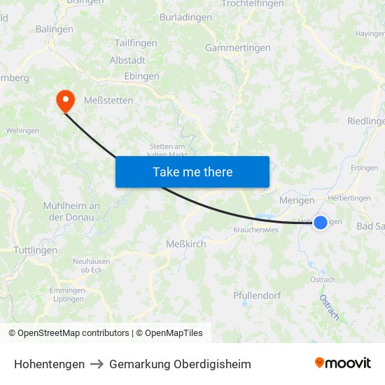 Hohentengen to Gemarkung Oberdigisheim map