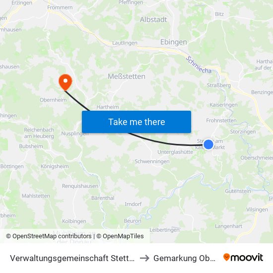 Verwaltungsgemeinschaft Stetten am Kalten Markt to Gemarkung Oberdigisheim map