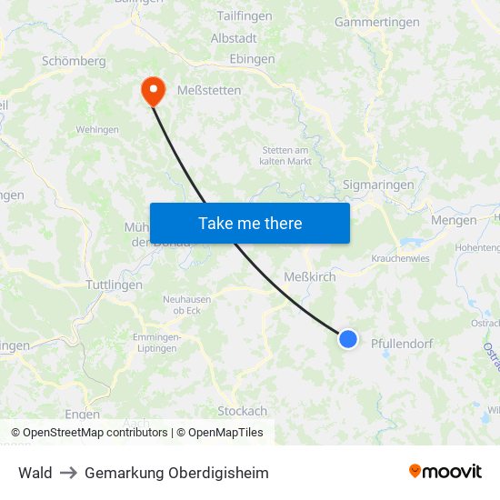 Wald to Gemarkung Oberdigisheim map