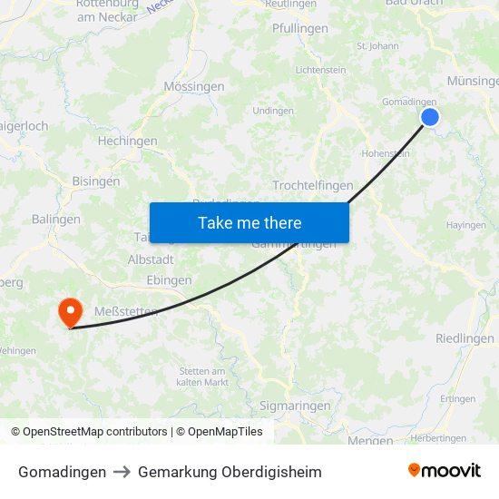 Gomadingen to Gemarkung Oberdigisheim map
