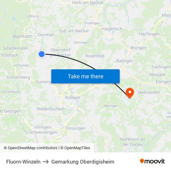 Fluorn-Winzeln to Gemarkung Oberdigisheim map