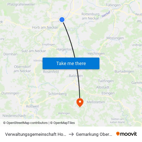 Verwaltungsgemeinschaft Horb am Neckar to Gemarkung Oberdigisheim map