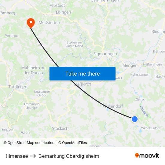 Illmensee to Gemarkung Oberdigisheim map