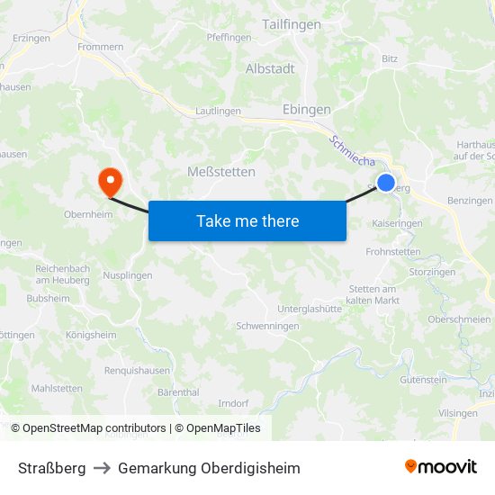 Straßberg to Gemarkung Oberdigisheim map