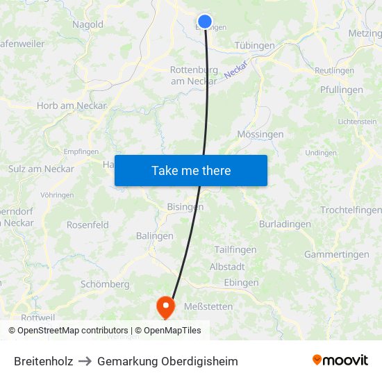 Breitenholz to Gemarkung Oberdigisheim map