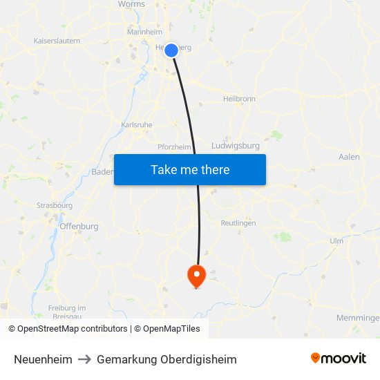 Neuenheim to Gemarkung Oberdigisheim map