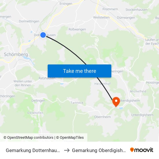 Gemarkung Dotternhausen to Gemarkung Oberdigisheim map