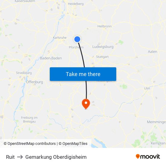 Ruit to Gemarkung Oberdigisheim map