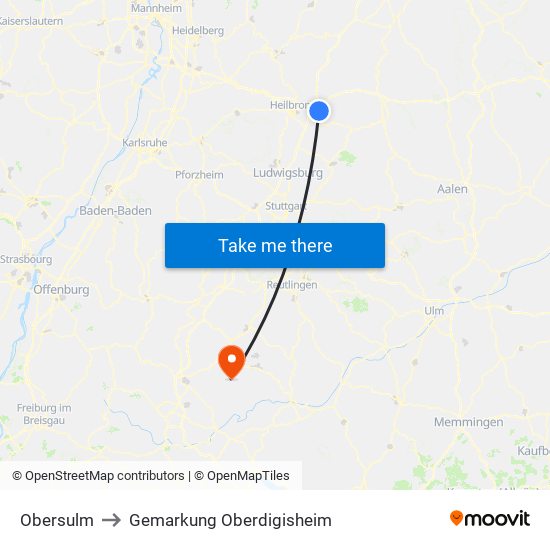 Obersulm to Gemarkung Oberdigisheim map