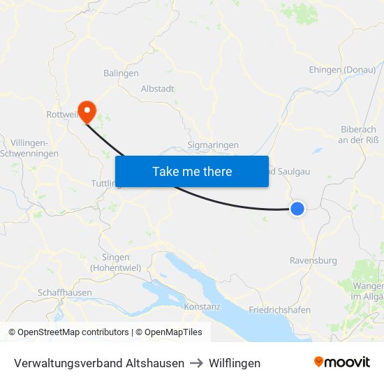 Verwaltungsverband Altshausen to Wilflingen map