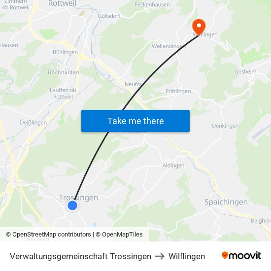 Verwaltungsgemeinschaft Trossingen to Wilflingen map