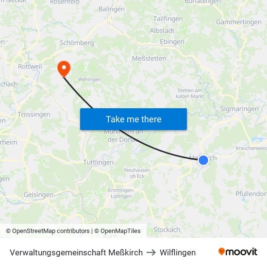 Verwaltungsgemeinschaft Meßkirch to Wilflingen map