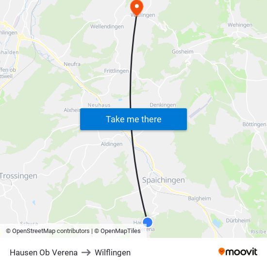 Hausen Ob Verena to Wilflingen map