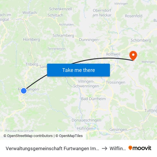 Verwaltungsgemeinschaft Furtwangen Im Schwarzwald to Wilflingen map