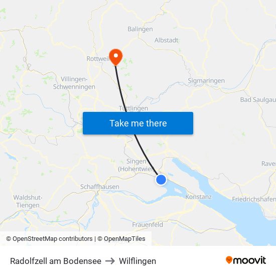 Radolfzell am Bodensee to Wilflingen map