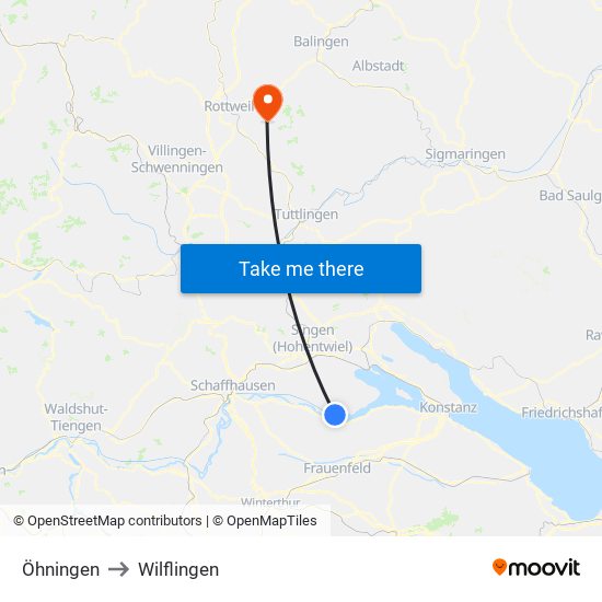 Öhningen to Wilflingen map