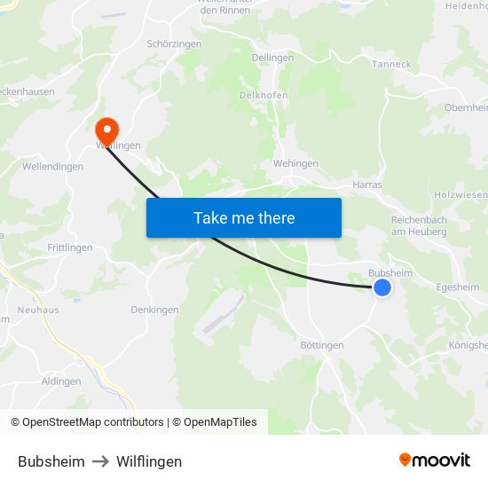 Bubsheim to Wilflingen map