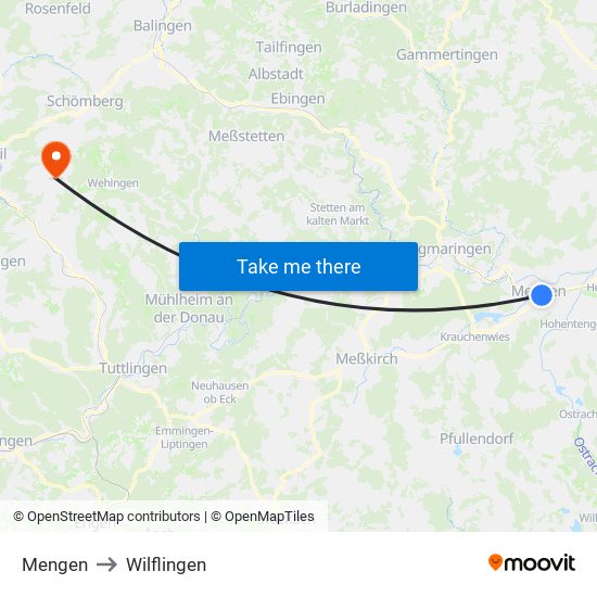 Mengen to Wilflingen map
