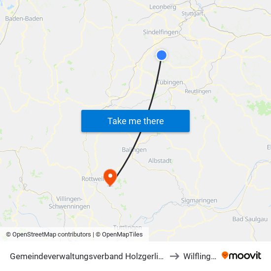 Gemeindeverwaltungsverband Holzgerlingen to Wilflingen map