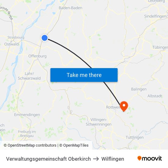 Verwaltungsgemeinschaft Oberkirch to Wilflingen map