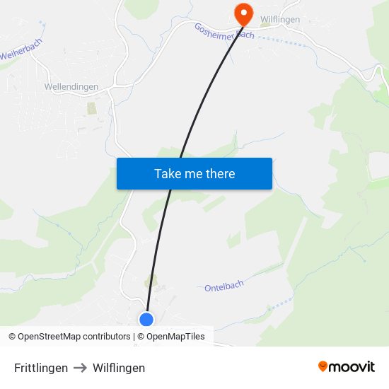 Frittlingen to Wilflingen map