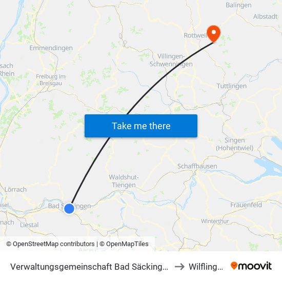 Verwaltungsgemeinschaft Bad Säckingen to Wilflingen map