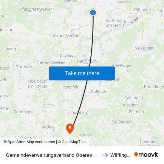 Gemeindeverwaltungsverband Oberes Gäu to Wilflingen map