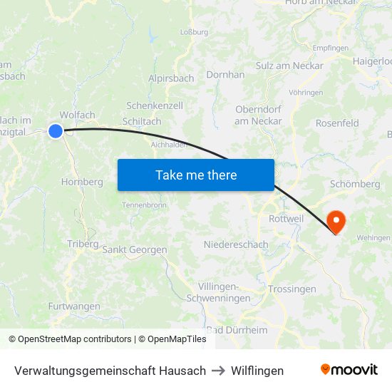 Verwaltungsgemeinschaft Hausach to Wilflingen map