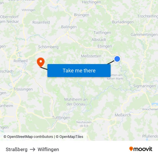 Straßberg to Wilflingen map