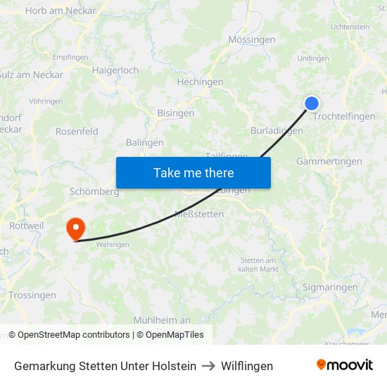 Gemarkung Stetten Unter Holstein to Wilflingen map