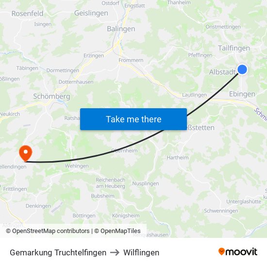 Gemarkung Truchtelfingen to Wilflingen map
