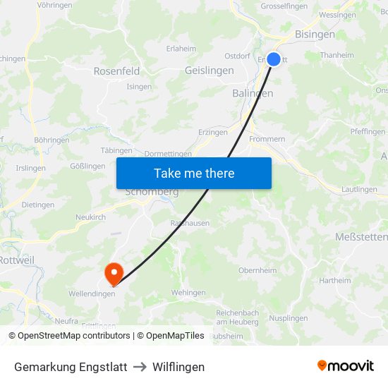 Gemarkung Engstlatt to Wilflingen map