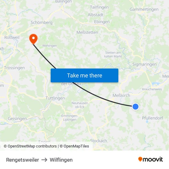Rengetsweiler to Wilflingen map