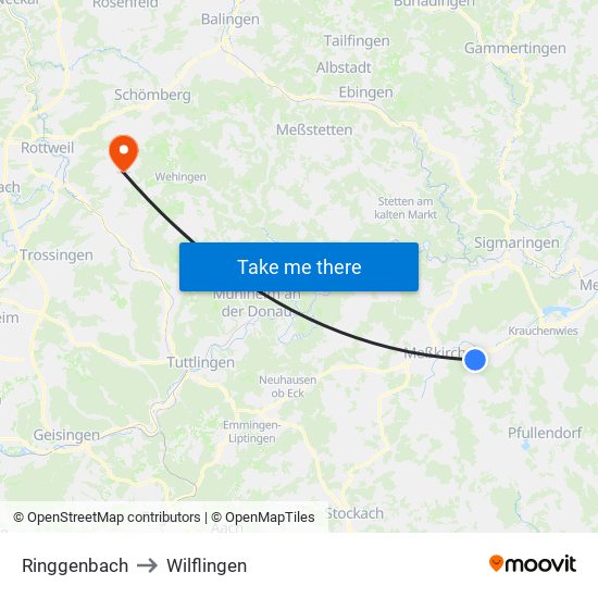 Ringgenbach to Wilflingen map