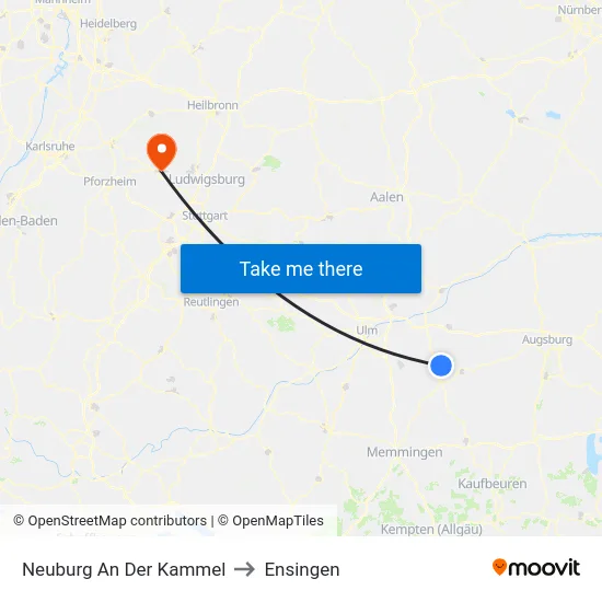 Neuburg An Der Kammel to Ensingen map