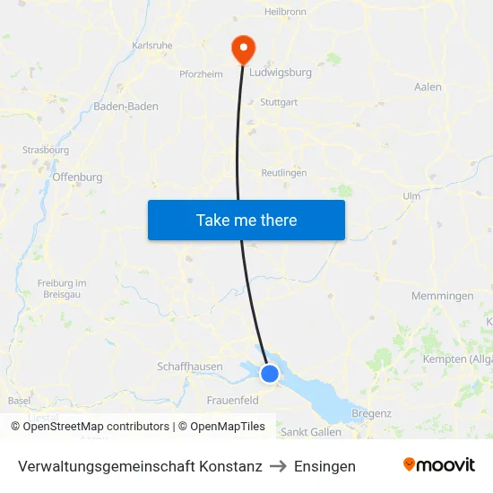 Verwaltungsgemeinschaft Konstanz to Ensingen map