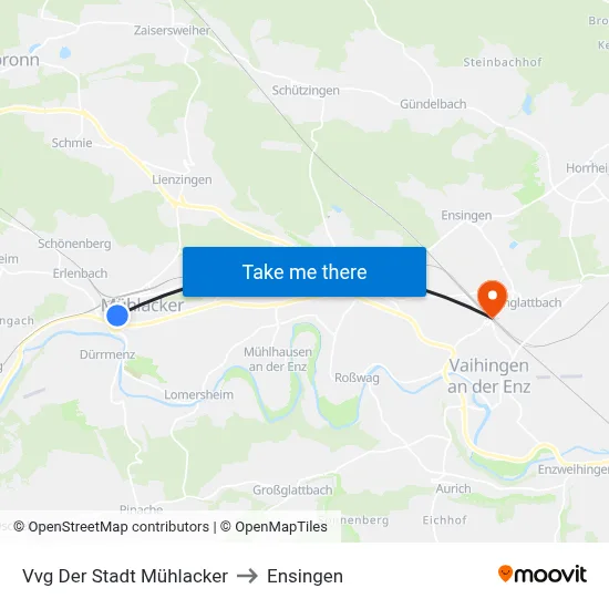 Vvg Der Stadt Mühlacker to Ensingen map