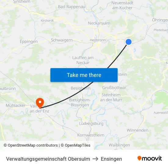Verwaltungsgemeinschaft Obersulm to Ensingen map