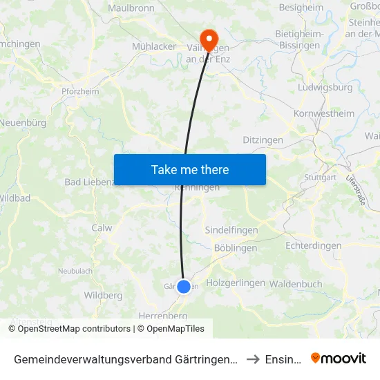 Gemeindeverwaltungsverband Gärtringen/Ehningen to Ensingen map